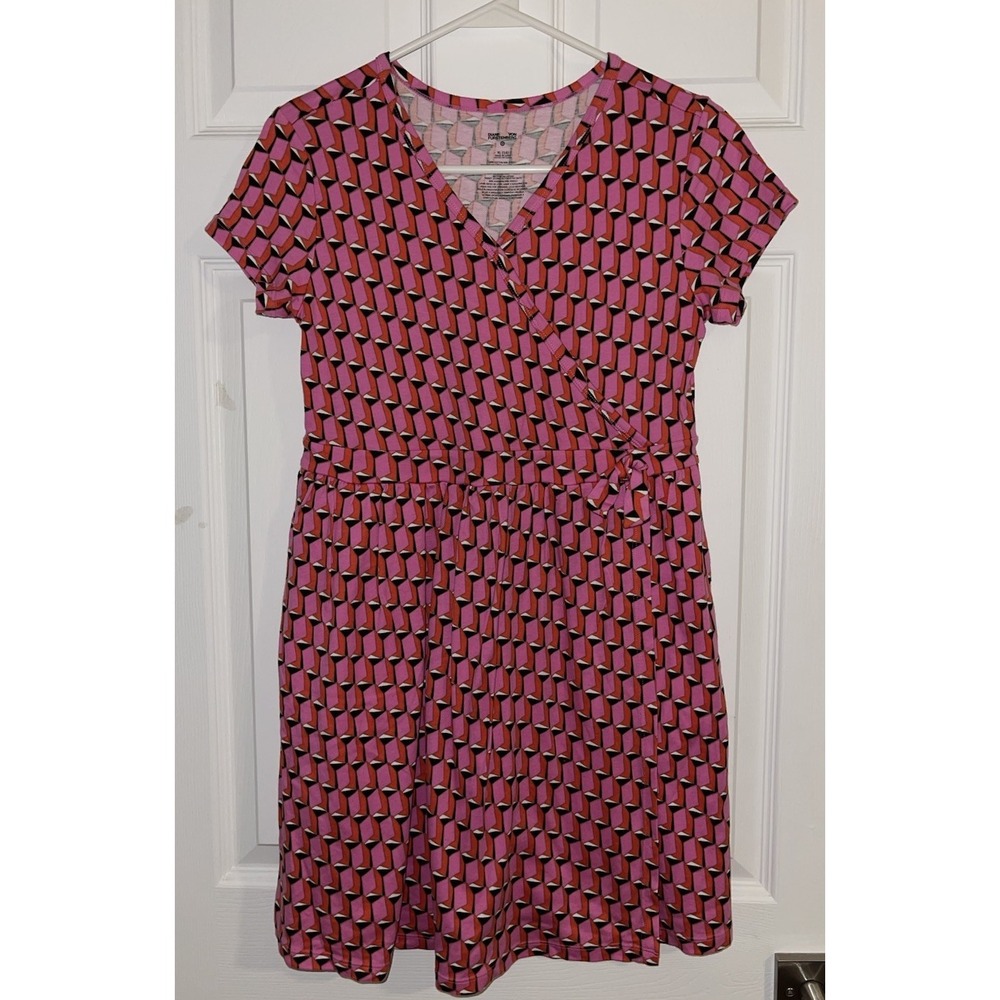 DVF Target Diane Von Furstenberg Girls Pink Modern Faux Wrap Dress Size XL 14